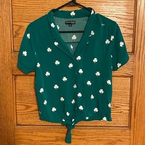 St. Patrick’s Day Cropped Button Up